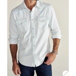 Tecovas Denim Pearl Snap Shirt Men XXL Light Wash Western Work Cowboy Heavy Duty